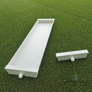 White PVC hydroponic fodder channel with drain fittings for sprout growing