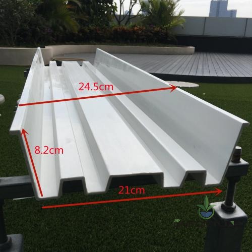 PVC NFT gutter profile dimensions 21 x 24 x 8 cm white hydroponic channel