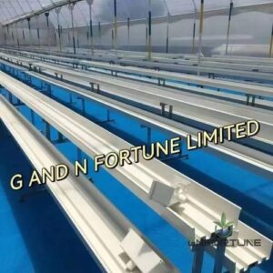 White PVC NFT gutter with drain end cap for hydroponic strawberry growing
